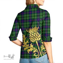 ScotsTee Shop Scottish Duncan Modern Clan Tartan Women Casual Shirt - Golden Thistle Style