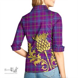 ScotsTee Shop Scottish Jackson Clan Tartan Women Casual Shirt - Golden Thistle Style