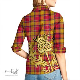 ScotsTee Shop Scottish Scrymgeour Clan Tartan Women Casual Shirt - Golden Thistle Style