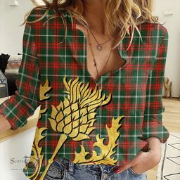 ScotsTee Shop Scottish Princess Margaret Clan Tartan Women Casual Shirt - Golden Thistle Style