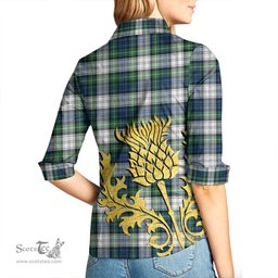 ScotsTee Shop Scottish Gordon Dress Ancient Clan Tartan Women Casual Shirt - Golden Thistle Style
