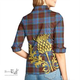 ScotsTee Shop Scottish Anderson Modern Clan Tartan Women Casual Shirt - Golden Thistle Style