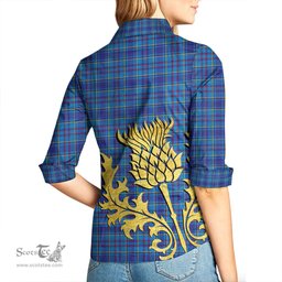 ScotsTee Shop Scottish Mercer Modern Clan Tartan Women Casual Shirt - Golden Thistle Style