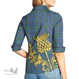 ScotsTee Shop Scottish MacHardy Ancient Clan Tartan Women Casual Shirt - Golden Thistle Style