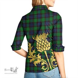 ScotsTee Shop Scottish Stewart Old Modern Clan Tartan Women Casual Shirt - Golden Thistle Style
