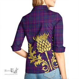ScotsTee Shop Scottish Pride of Glencoe Clan Tartan Women Casual Shirt - Golden Thistle Style