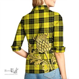 ScotsTee Shop Scottish MacLeod of Lewis Modern Clan Tartan Women Casual Shirt - Golden Thistle Style