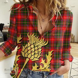 ScotsTee Shop Scottish Somerville Modern Clan Tartan Women Casual Shirt - Golden Thistle Style
