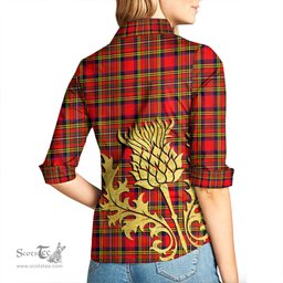 ScotsTee Shop Scottish Hepburn Clan Tartan Women Casual Shirt - Golden Thistle Style