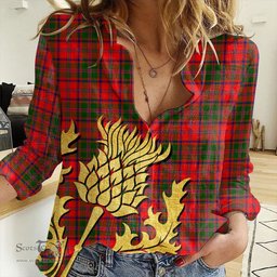 ScotsTee Shop Scottish Stewart of Appin Modern Clan Tartan Women Casual Shirt - Golden Thistle Style