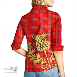ScotsTee Shop Scottish Burnett Modern Clan Tartan Women Casual Shirt - Golden Thistle Style