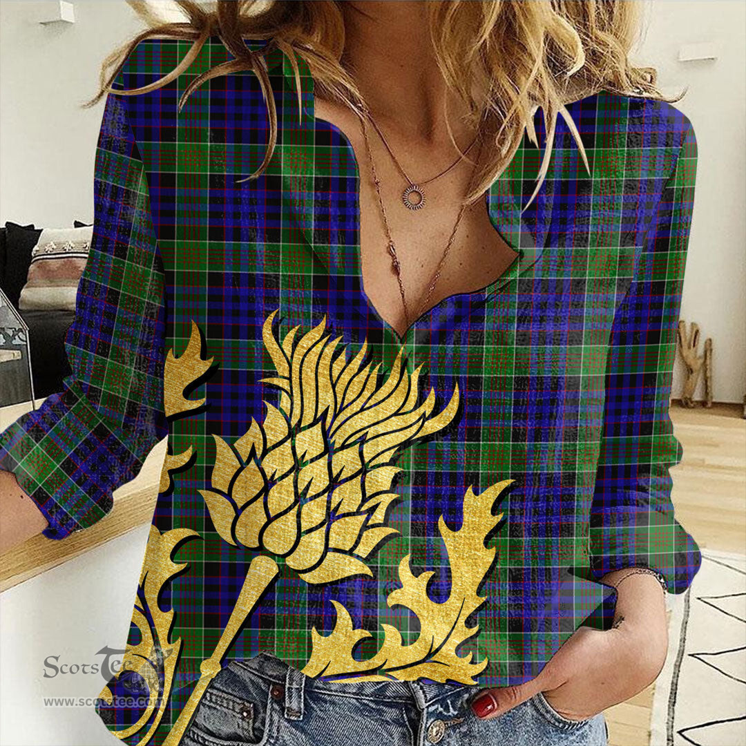 ScotsTee Shop Scottish Newman Clan Tartan Women Casual Shirt - Golden Thistle Style
