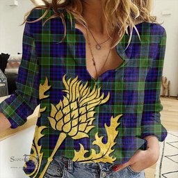 ScotsTee Shop Scottish Newman Clan Tartan Women Casual Shirt - Golden Thistle Style