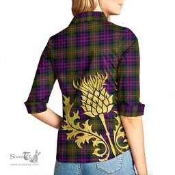 ScotsTee Shop Scottish MacDonnell of Glengarry Modern Clan Tartan Women Casual Shirt - Golden Thistle Style