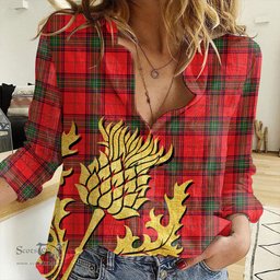 ScotsTee Shop Scottish Seton Modern Clan Tartan Women Casual Shirt - Golden Thistle Style