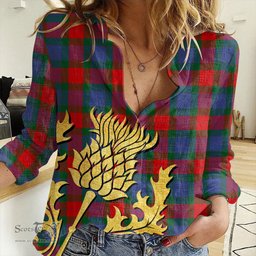 ScotsTee Shop Scottish Mar Clan Tartan Women Casual Shirt - Golden Thistle Style