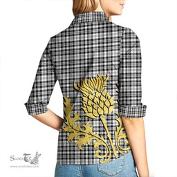 ScotsTee Shop Scottish Scott Black White Modern Clan Tartan Women Casual Shirt - Golden Thistle Style