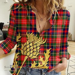 ScotsTee Shop Scottish Christie Clan Tartan Women Casual Shirt - Golden Thistle Style