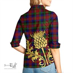 ScotsTee Shop Scottish Tennant Clan Tartan Women Casual Shirt - Golden Thistle Style