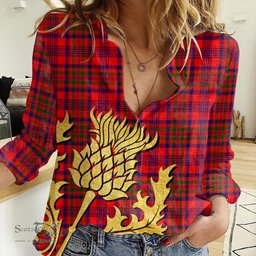 ScotsTee Shop Scottish Murray of Tulloch Modern Clan Tartan Women Casual Shirt - Golden Thistle Style