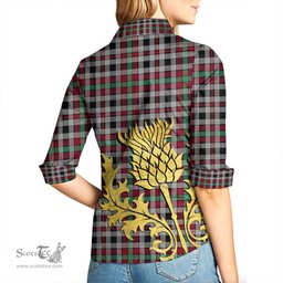 ScotsTee Shop Scottish Borthwick Ancient Clan Tartan Women Casual Shirt - Golden Thistle Style