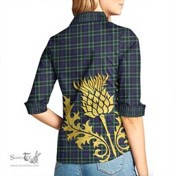 ScotsTee Shop Scottish Graham of Montrose Modern Clan Tartan Women Casual Shirt - Golden Thistle Style