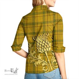 ScotsTee Shop Scottish Houston Clan Tartan Women Casual Shirt - Golden Thistle Style