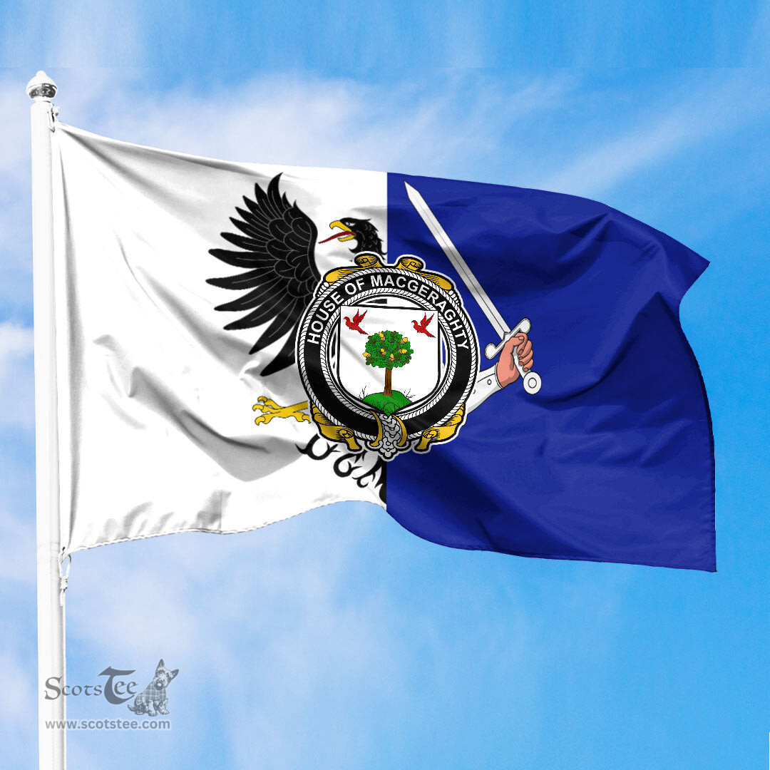 ScotsTee Shop Irish House of MACGERAGHTY Coat of Arms Irish Family Crest Flag of Connacht Flag