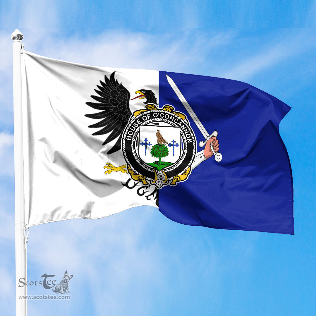 ScotsTee Shop Irish House of O CONCANNON Coat of Arms Irish Family Crest Flag of Connacht Flag