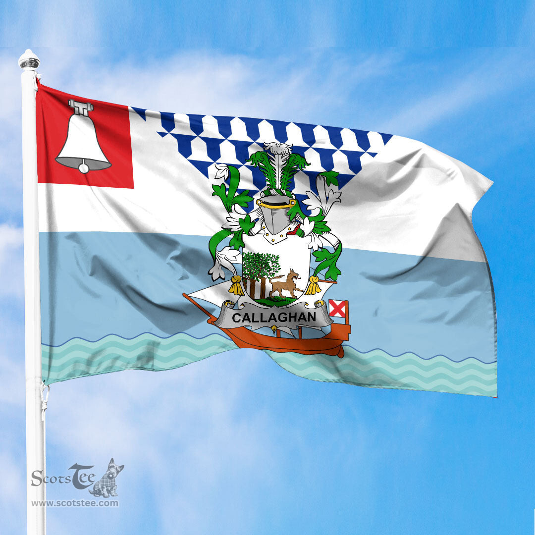 ScotsTee Shop Irish Callaghan or O Callaghan Coat of Arms Irish Family Crest Flag of Belfast Flag