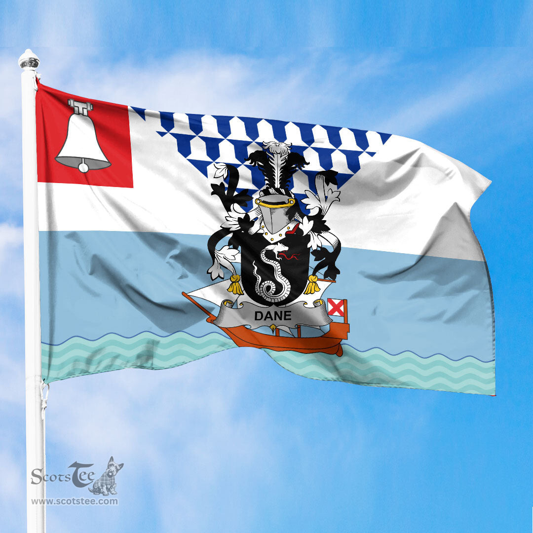 ScotsTee Shop Irish Dane or O Dane Coat of Arms Irish Family Crest Flag of Belfast Flag