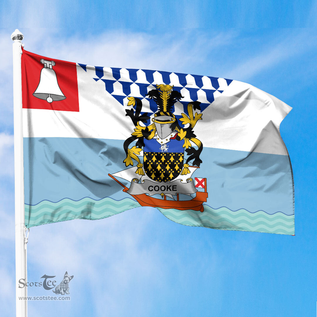 ScotsTee Shop Irish Cooke Coat of Arms Irish Family Crest Flag of Belfast Flag