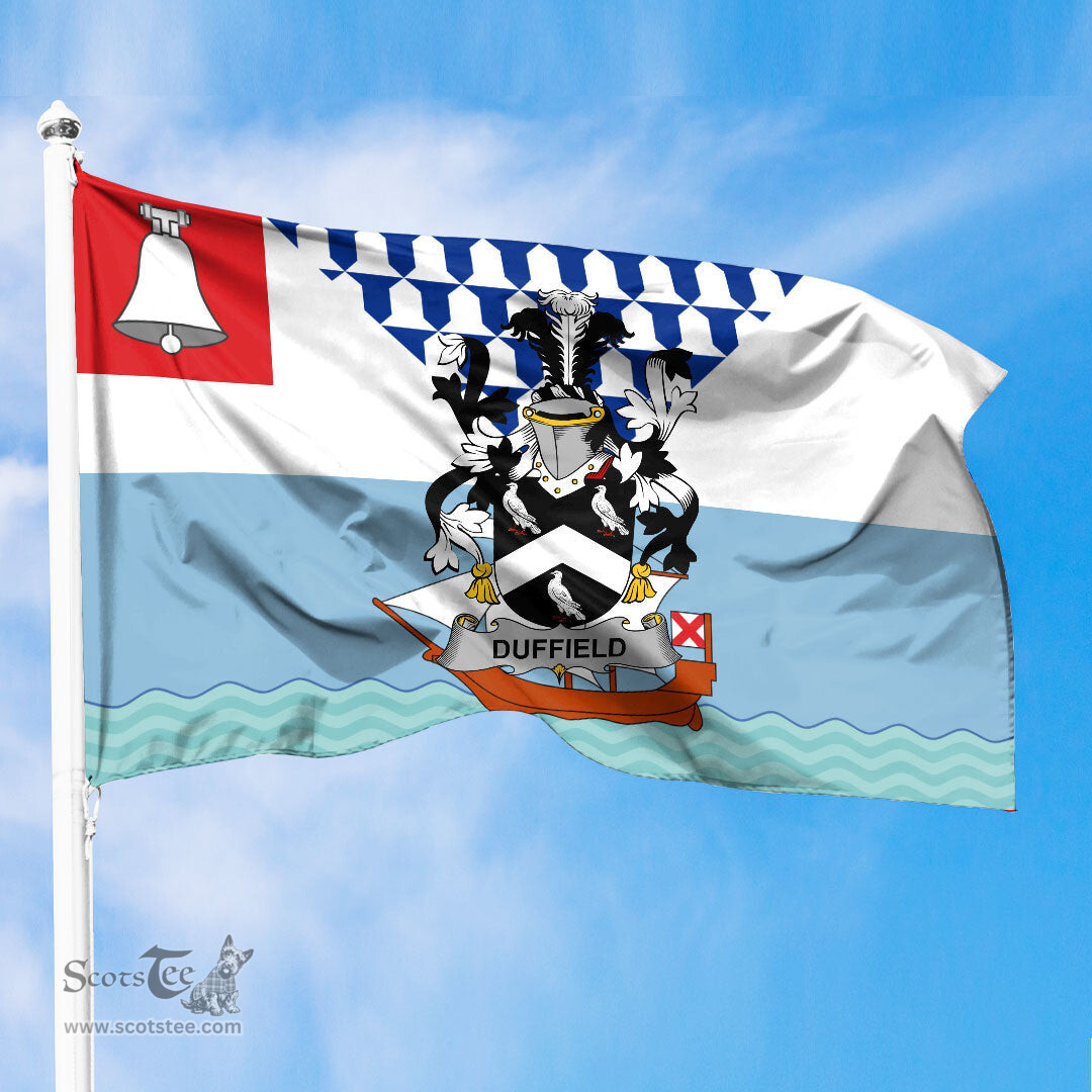 ScotsTee Shop Irish Duffield Coat of Arms Irish Family Crest Flag of Belfast Flag
