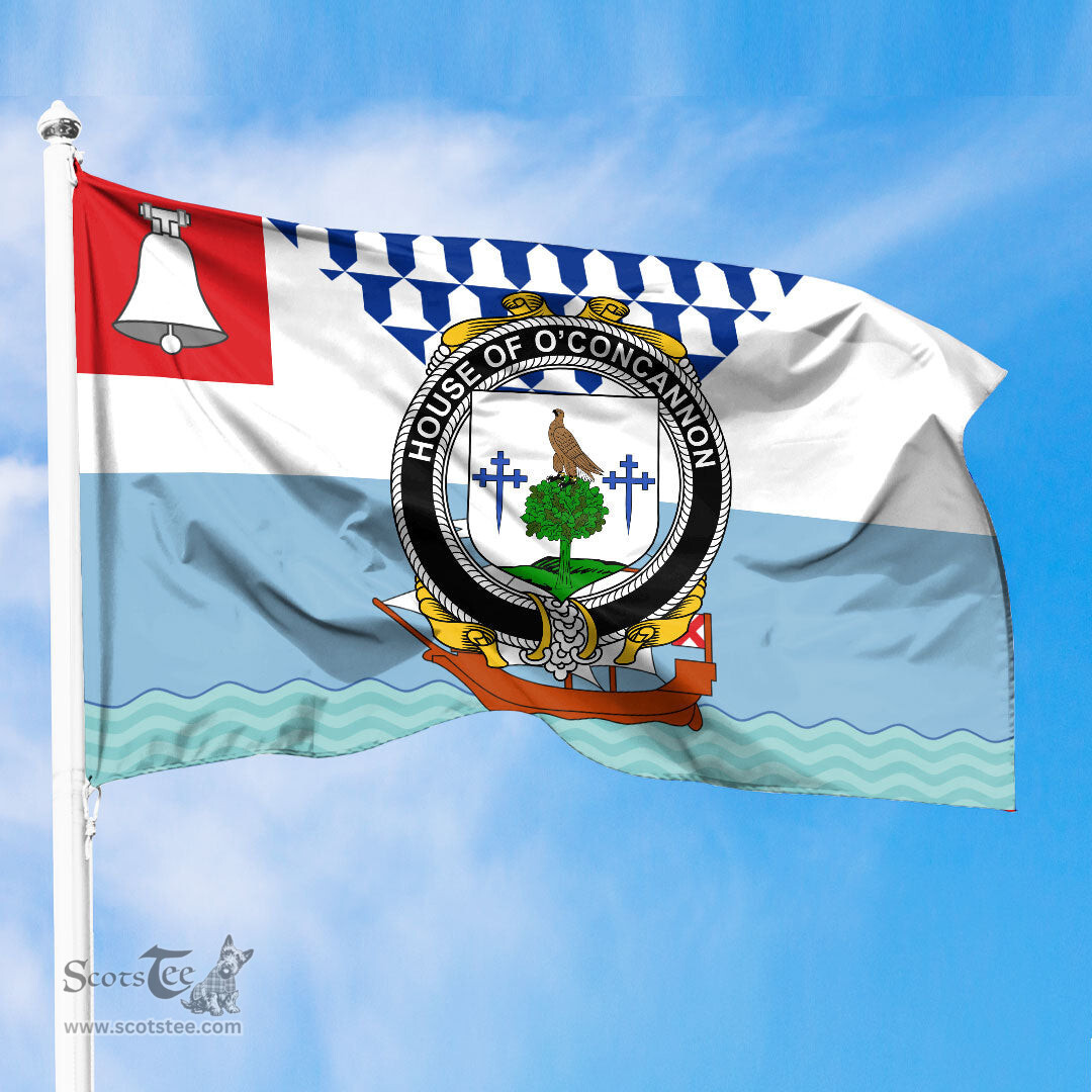 ScotsTee Shop Irish House of O CONCANNON Coat of Arms Irish Family Crest Flag of Belfast Flag