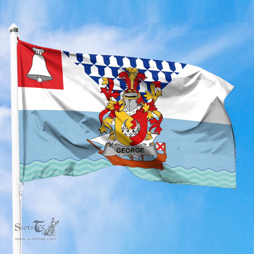 ScotsTee Shop Irish George Coat of Arms Irish Family Crest Flag of Belfast Flag