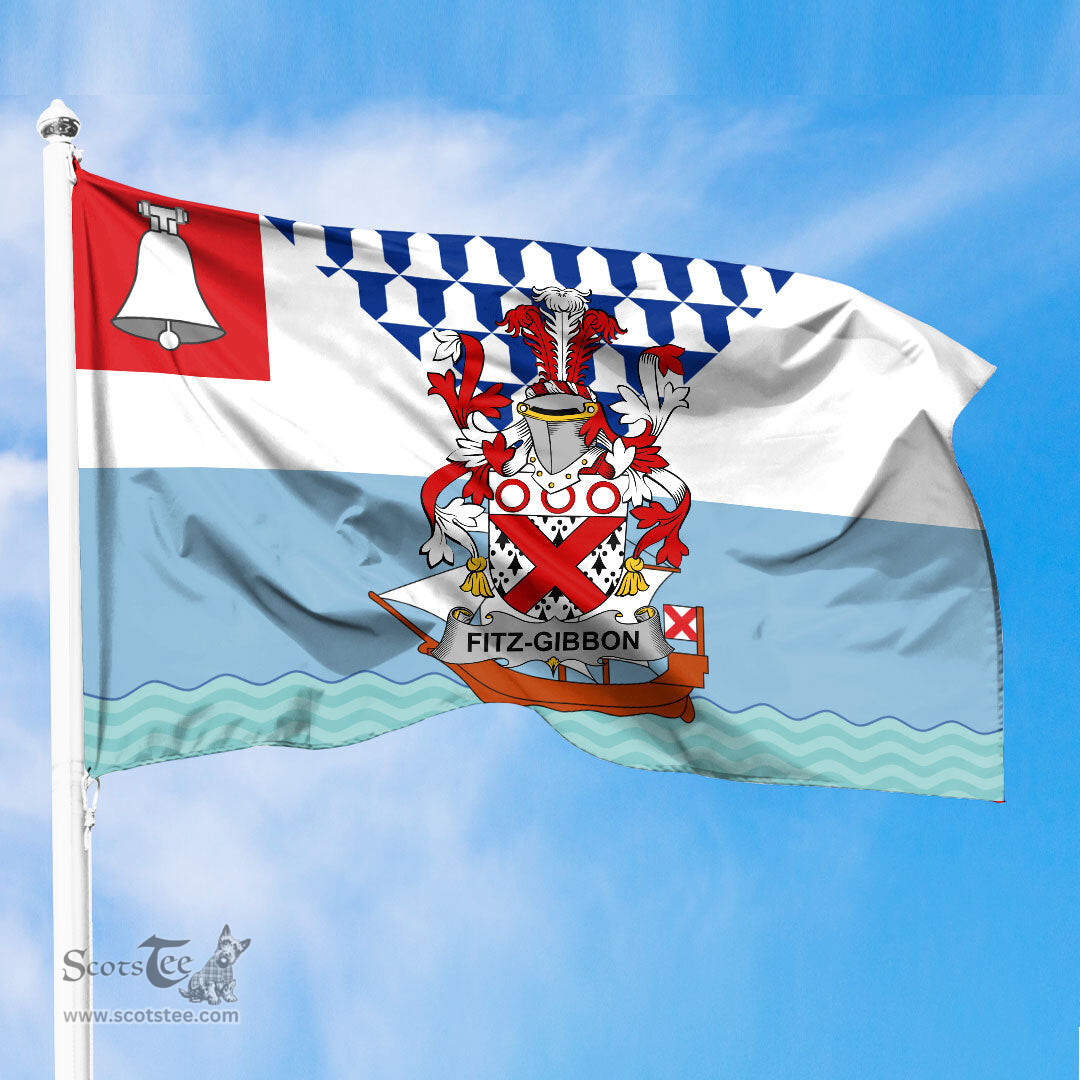ScotsTee Shop Irish Fitz Gibbon Coat of Arms Irish Family Crest Flag of Belfast Flag