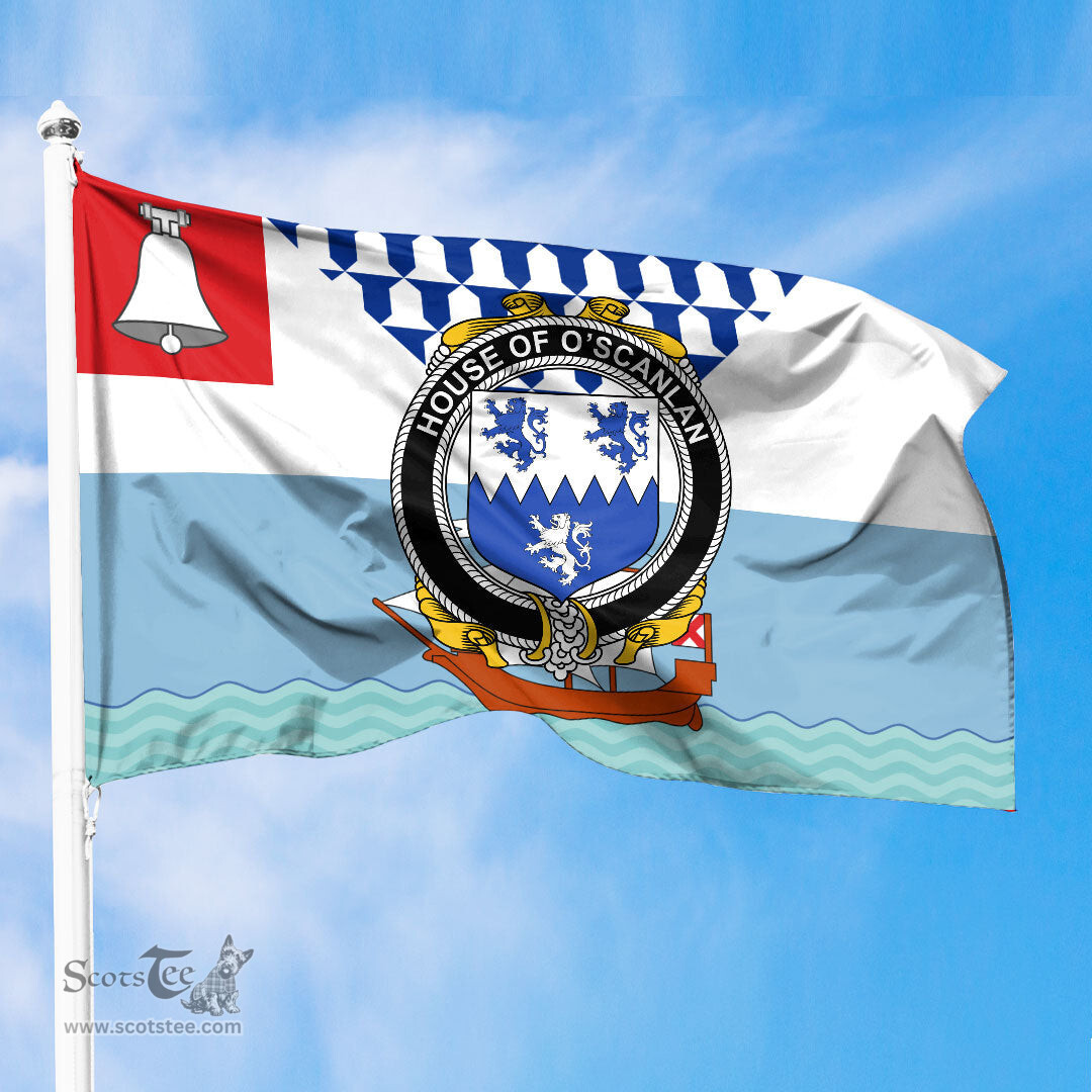 ScotsTee Shop Irish House of O SCANLAN Munster Coat of Arms Irish Family Crest Flag of Belfast Flag