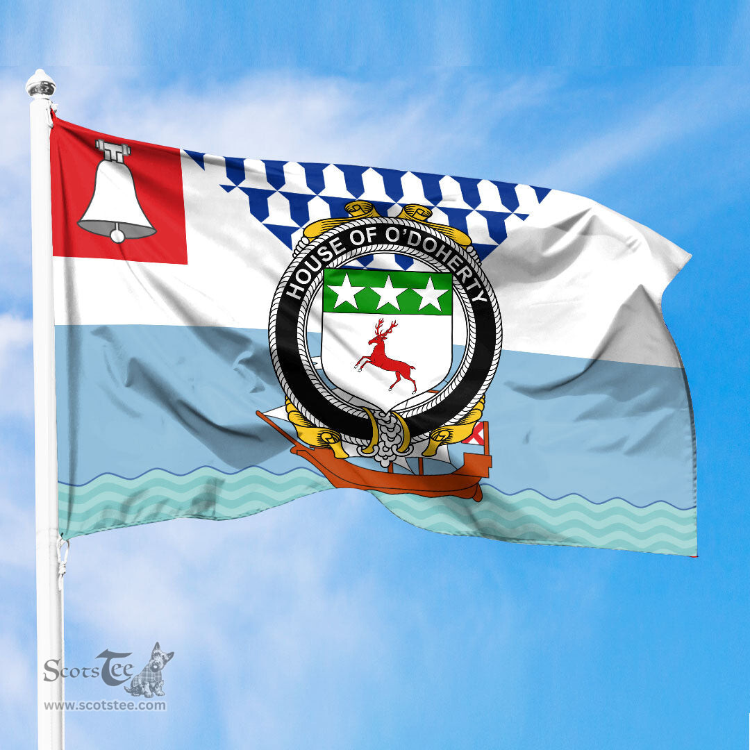 ScotsTee Shop Irish House of O DOHERTY Coat of Arms Irish Family Crest Flag of Belfast Flag
