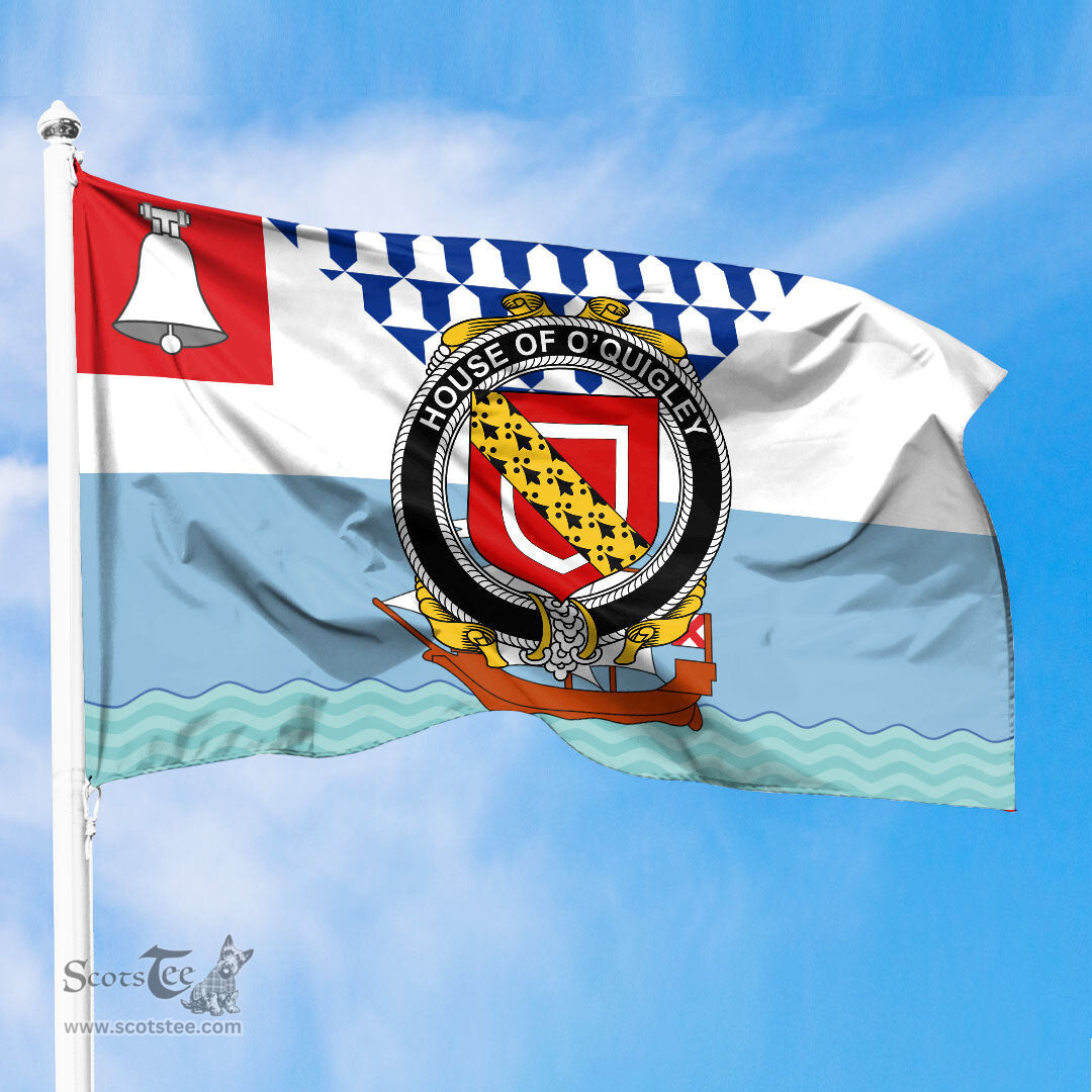 ScotsTee Shop Irish House of O QUIGLEY Coat of Arms Irish Family Crest Flag of Belfast Flag
