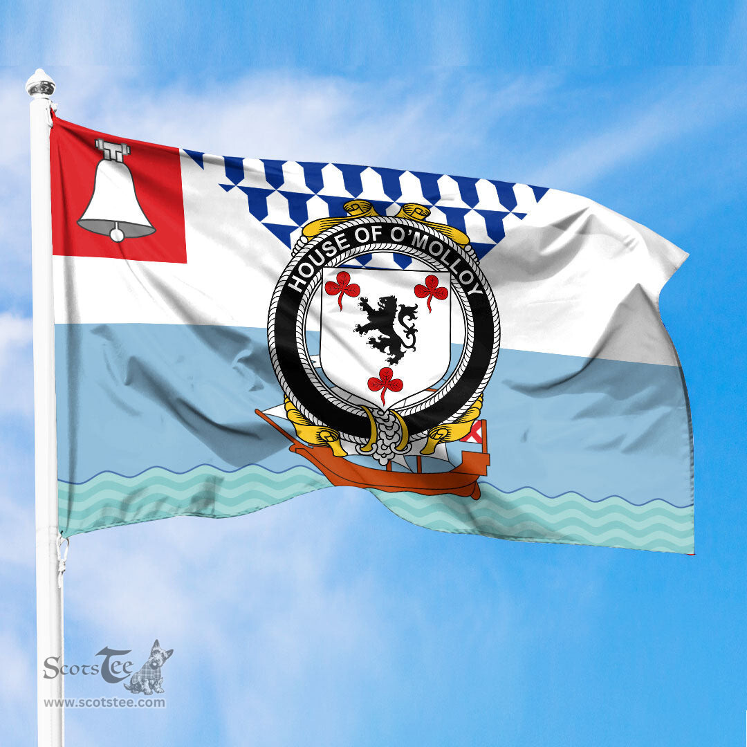 ScotsTee Shop Irish House of O MOLLOY Coat of Arms Irish Family Crest Flag of Belfast Flag
