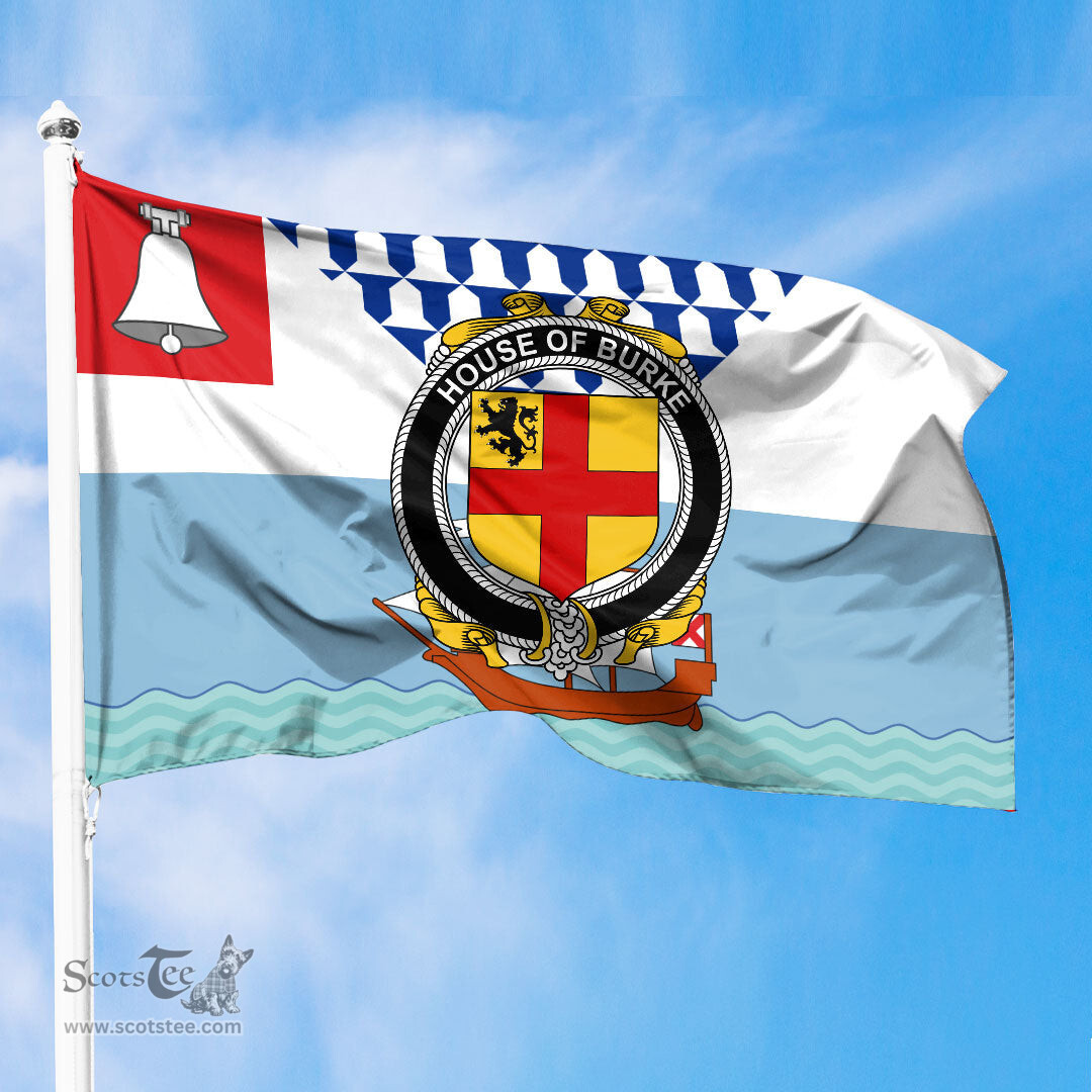 ScotsTee Shop Irish House of BURKE Coat of Arms Irish Family Crest Flag of Belfast Flag