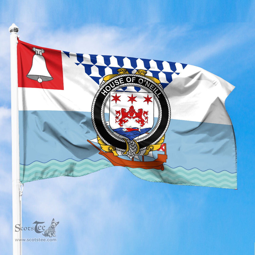 ScotsTee Shop Irish House of O NEILL Coat of Arms Irish Family Crest Flag of Belfast Flag