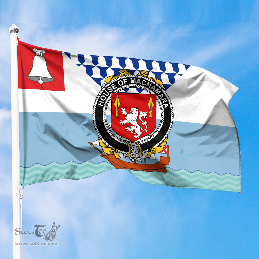 ScotsTee Shop Irish House of MACNAMARA Coat of Arms Irish Family Crest Flag of Belfast Flag