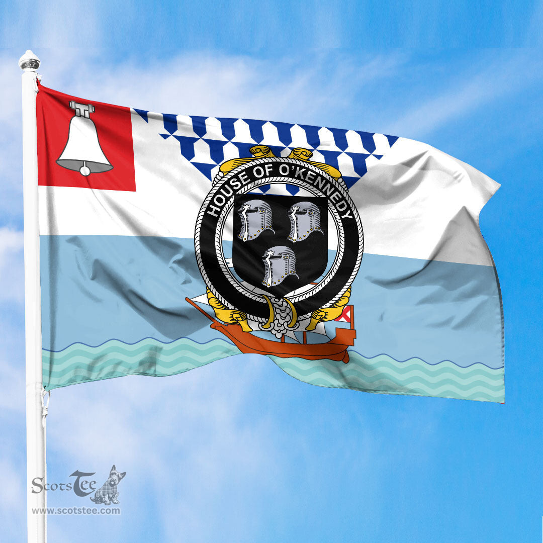 ScotsTee Shop Irish House of O KENNEDY Coat of Arms Irish Family Crest Flag of Belfast Flag