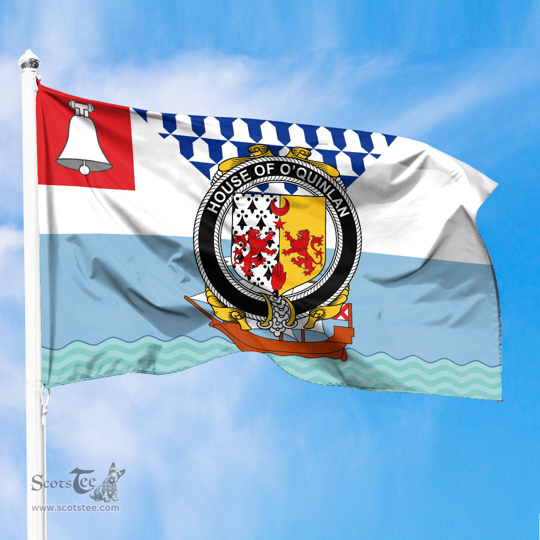 ScotsTee Shop Irish House of O QUINLAN Coat of Arms Irish Family Crest Flag of Belfast Flag