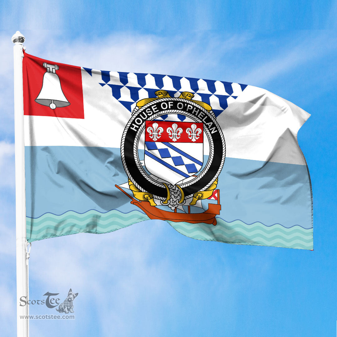 ScotsTee Shop Irish House of O PHELAN Coat of Arms Irish Family Crest Flag of Belfast Flag