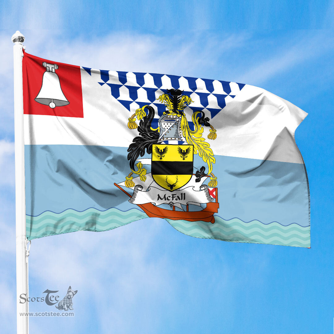 ScotsTee Shop Irish McFall Coat of Arms Irish Family Crest Flag of Belfast Flag