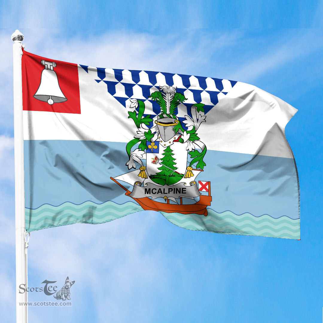 ScotsTee Shop Irish McAlpine or MacAlpin Coat of Arms Irish Family Crest Flag of Belfast Flag