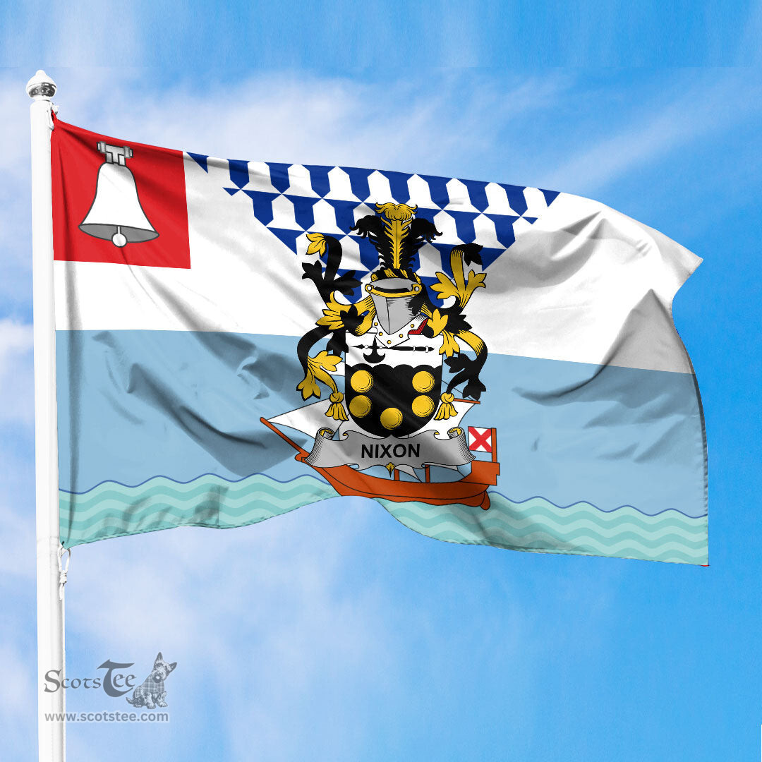 ScotsTee Shop Irish Nixon Coat of Arms Irish Family Crest Flag of Belfast Flag