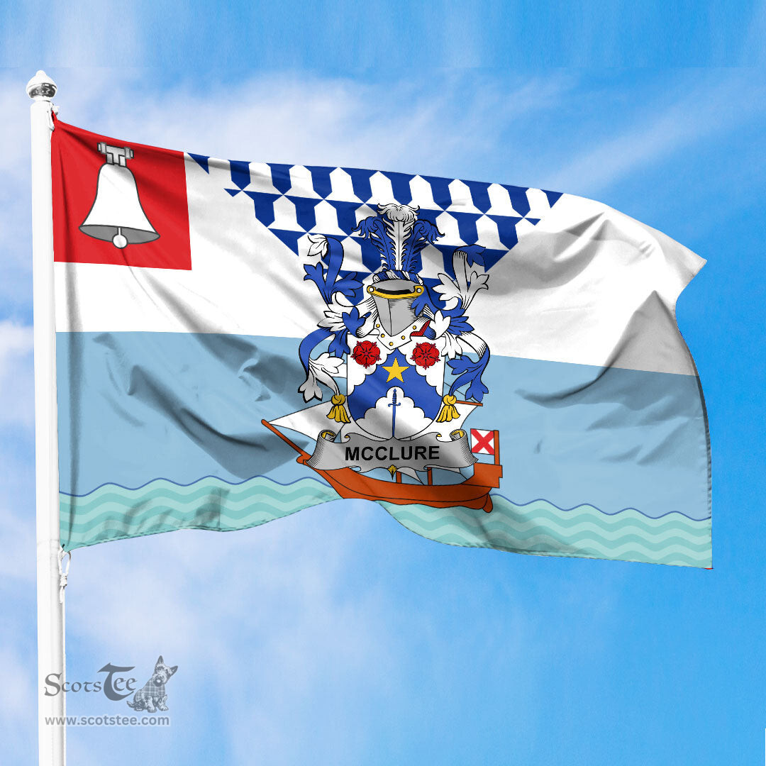 ScotsTee Shop Irish McClure Coat of Arms Irish Family Crest Flag of Belfast Flag
